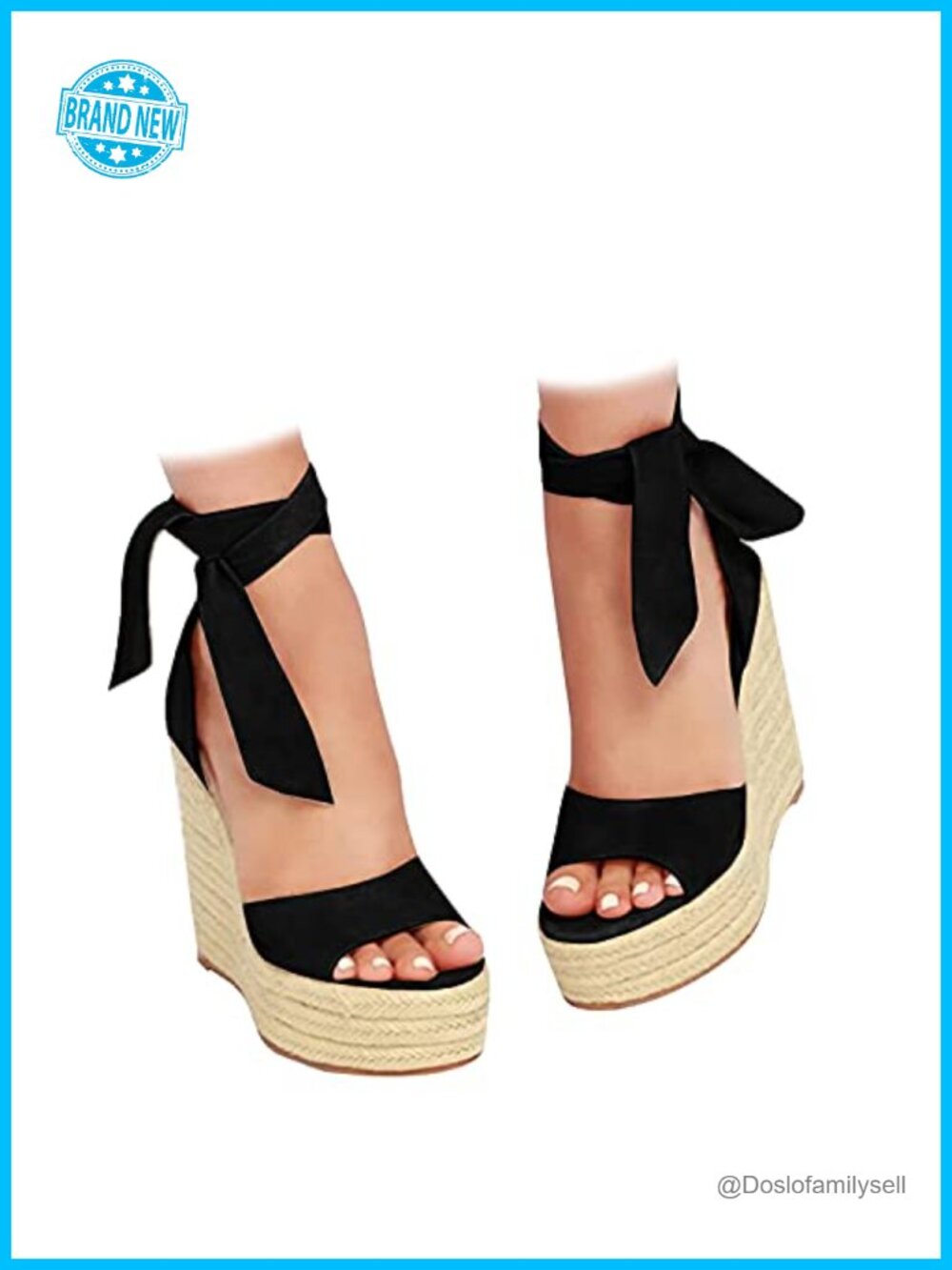 Womens Espadrille Wedge Sandals Lace Up Ankle Strap Open Toe Platform Summer